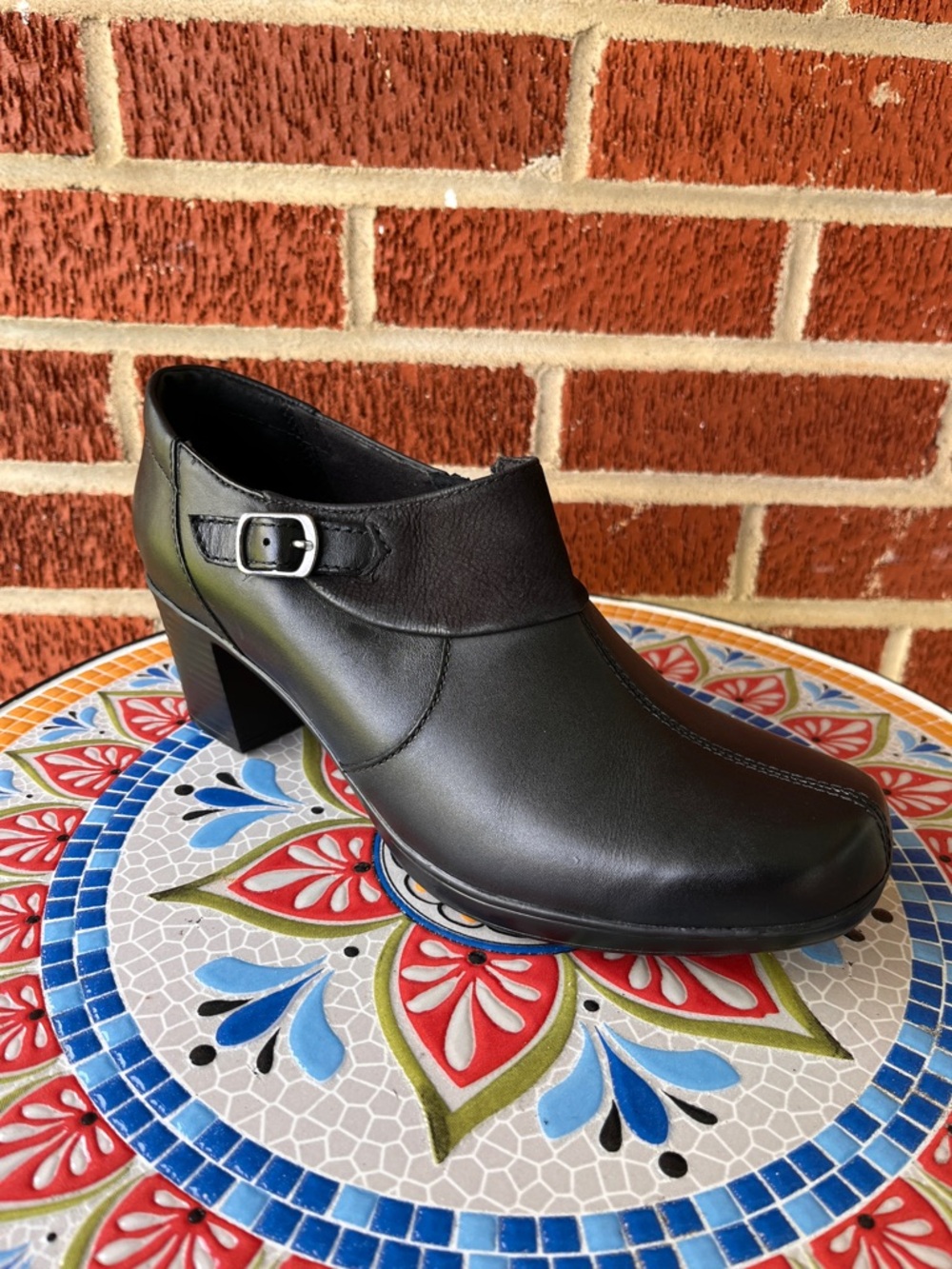 Clarks Bendables Scheme Aspire Womens 9 Black Leather Ankle Booties Zipper NEW